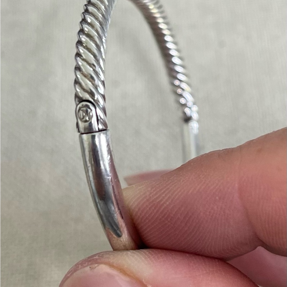 David Yurman Silver Twisted Bangle Bracelet with Hinged Clasp - Picture 12 of 15